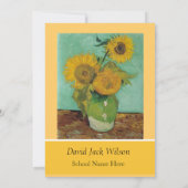 Vintager Abschluss mit feinen Kunstsonnenblumen Einladung (Rückseite)