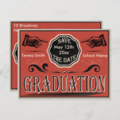 Vintager Abschluss Save the Date Ankündigungspostkarte (Vorne/Hinten)