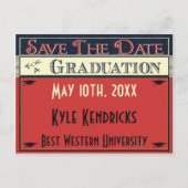 Vintager Abschluss Save the Date Postkarte (Vorderseite)
