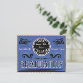 Vintager Abschluss Save the Date Postkarte (Stehend Vorderseite)