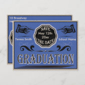 Vintager Abschluss Save the Date Postkarte (Vorne/Hinten)