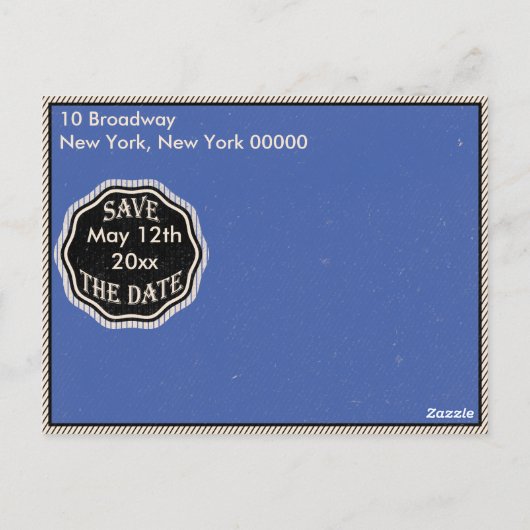 Vintager Abschluss Save the Date Postkarte (Rückseite)