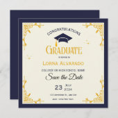 Vintager Abschluss von White Gold Save the Date (Vorne/Hinten)