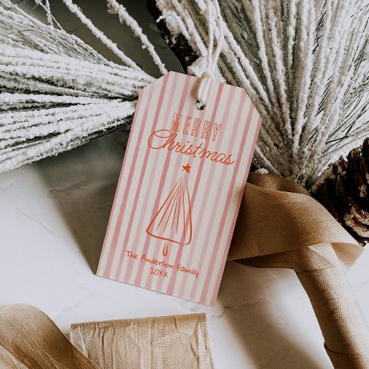 Vintager, Abstrakter Baum aus der Roten Hand Geschenkanhänger