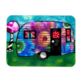 Vintager Abstrakter Camp Trailer Floral Happy Camp Magnet