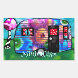 Vintager Abstrakter Camp Trailer Floral Happy Camp Rechteckiger Aufkleber