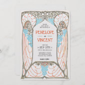 Vintager Abstrakter Rahmen Letterpress Style Weddi Einladung (Vorne/Hinten)