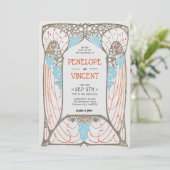 Vintager Abstrakter Rahmen Letterpress Style Weddi Einladung (Stehend Vorderseite)