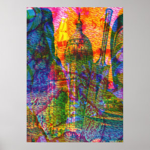 Vintager Abstrakter Seereichturm Poster