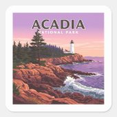 Vintager Acadia-Nationalpark Quadratischer Aufkleber (Vorderseite)