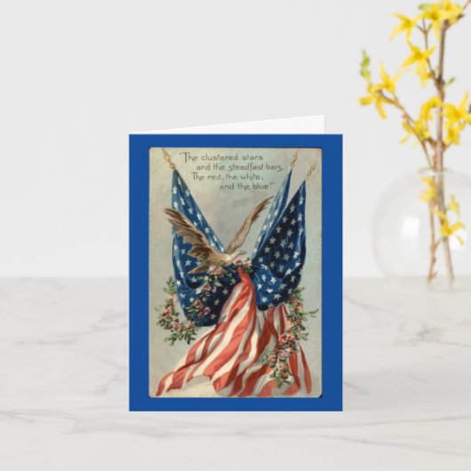 Vintager Adler mit Flagge Karte (Gelbe Blume)