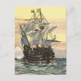 Vintager Adresswechsel, Piratenschiff Ankündigungspostkarte