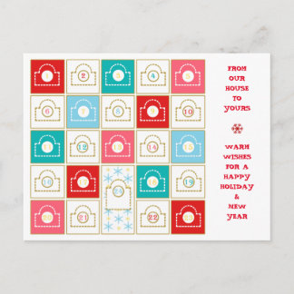 Vintager Adventskalender personalisieren Feiertagspostkarte