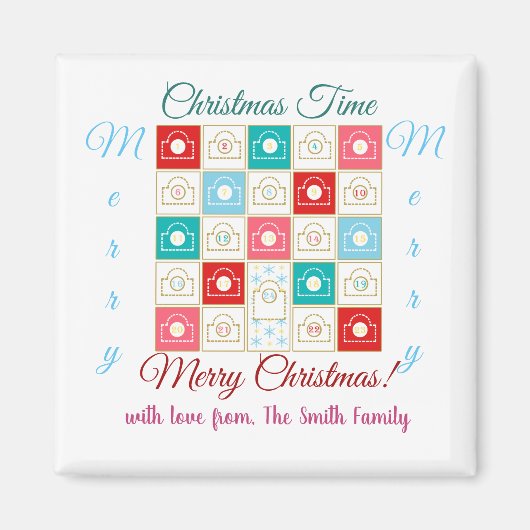 Vintager Adventskalender personalisieren Magnet (Vorne)