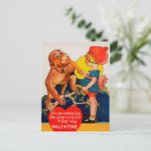Vintager Affe-Valentinstag Postkarte (Stehend Vorderseite)