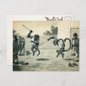 Vintager Affenduell Postkarte (Vorne/Hinten)