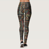 Vintager Afrikanischer Doodle Leggings (Rückseite)