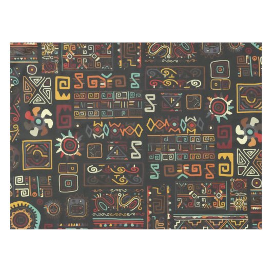 Vintager Afrikanischer Doodle Tischdecke (Vorderseite (Horizontal))