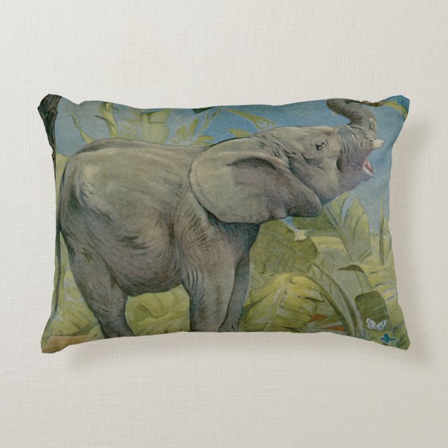Vintager afrikanischer Elefant im Dschungel, EJ De Dekokissen (Vorderseite)
