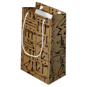 Vintager ägyptischer Hieroglyphen-Papier-Druck Kleine Geschenktüte (Rückseite Schrägansicht)