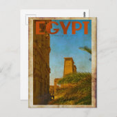 Vintager Ägyptischer Tempel - Reise Postkarte (Vorne/Hinten)