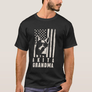 Vintager Akita Hund Oma American Flag Geschenke fü T-Shirt