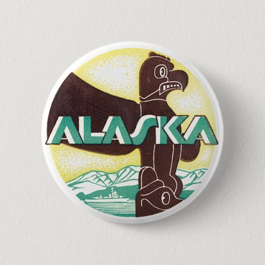 Vintager Alaska-Totem-Seeadler Button (Vorderseite)