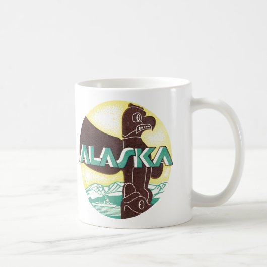 Vintager Alaska-Totem-Seeadler Kaffeetasse (Rechts)