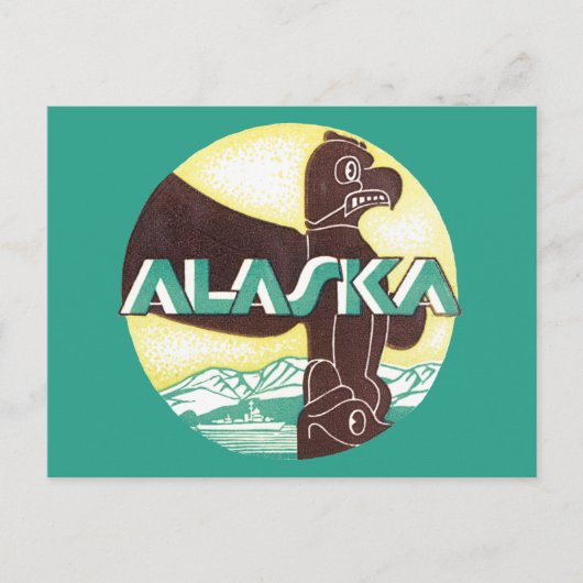 Vintager Alaska-Totem-Seeadler Postkarte (Vorderseite)