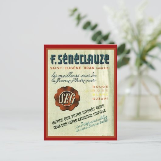 Vintager algerischer Wein, Oran Postkarte (Stehend Vorderseite)