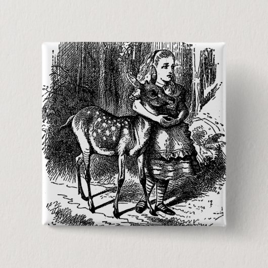 Vintager Alice im Wunderlandrotwildkitz bambi Button (Vorderseite)