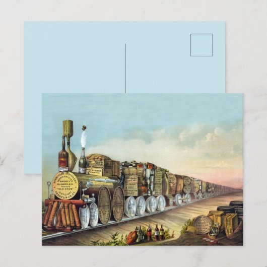 Vintager Alkoholzug Postkarte (Vorne/Hinten)