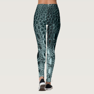 VINTAGER ALLIGATOR "HORNBACK" AQUAMARIN ÜBERARBEIT LEGGINGS
