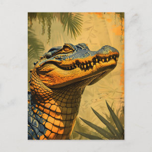 Vintager Alligator Postkarte