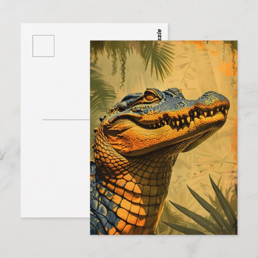 Vintager Alligator Postkarte (Vorne/Hinten)