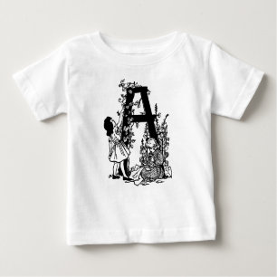 Vintager Alphabet Brief A Blume viktorianische Mäd Baby T-shirt