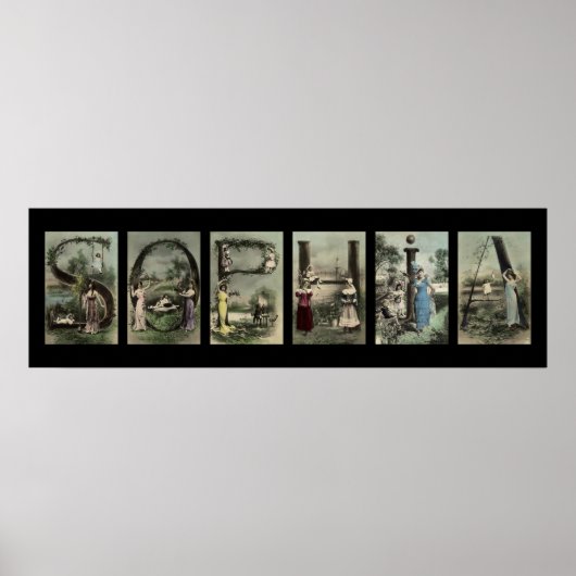 Vintager Alphabet Letter Name Art Poster (Vorne)