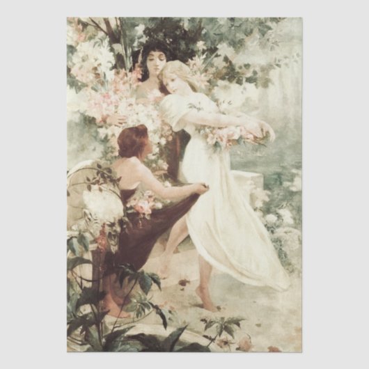 Vintager Alphonse Mucha Geist des Frühlings Seidenpapier (Vorderseite)