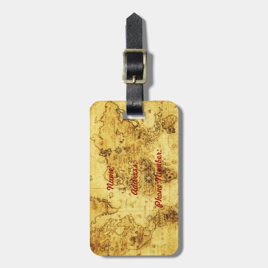 Vintager alte Weltkarten-Gepäckumbau Gepäckanhänger (Vorderseite vertikal)