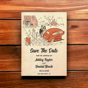 Vintager alter 50er Comic Retro Wedding Save the D Einladung