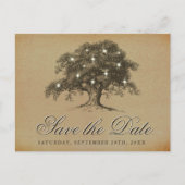 Vintager alter Eichenbaum-Hochzeit rettet das Datu Ankündigungspostkarte (Vorderseite)