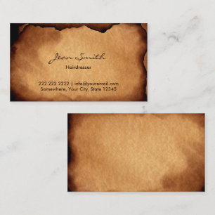 Vintager alter gebrannter Papierfriseur Visitenkarte