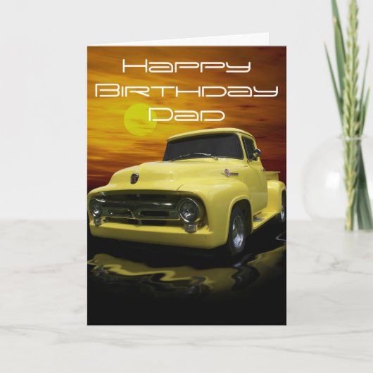 Vintager Alter Gelber LKW Karte (Vorderseite)