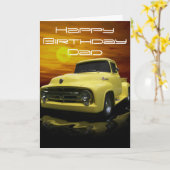 Vintager Alter Gelber LKW Karte (Gelbe Blume)