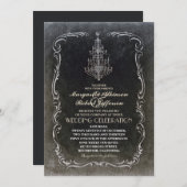 Vintager, alter Kronleuchter, schwarze Einladungen (Vorne/Hinten)