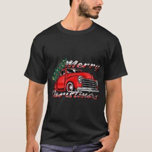Vintager Alter LKW Baum Merry Xmas - Roter LKW T-Shirt