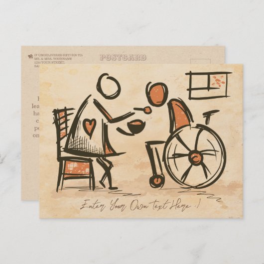 Vintager alter Modebetreuer, Pflegeassistent Postkarte (Vorne/Hinten)