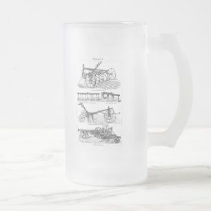 Vintager alter Pflug-landwirtschaftliche Mattglas Bierglas