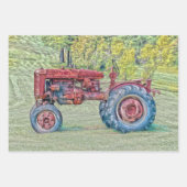 Vintager alter rustikaler Bauerntraktor Geschenkpapier Set (Vorderseite 3)