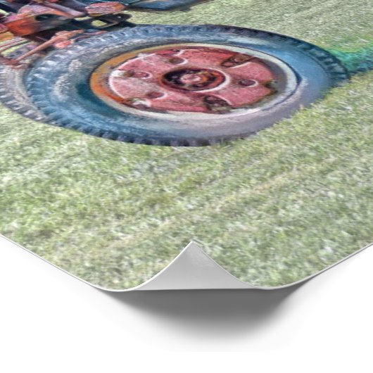 Vintager alter rustikaler Bauerntraktor Poster (Ecke)